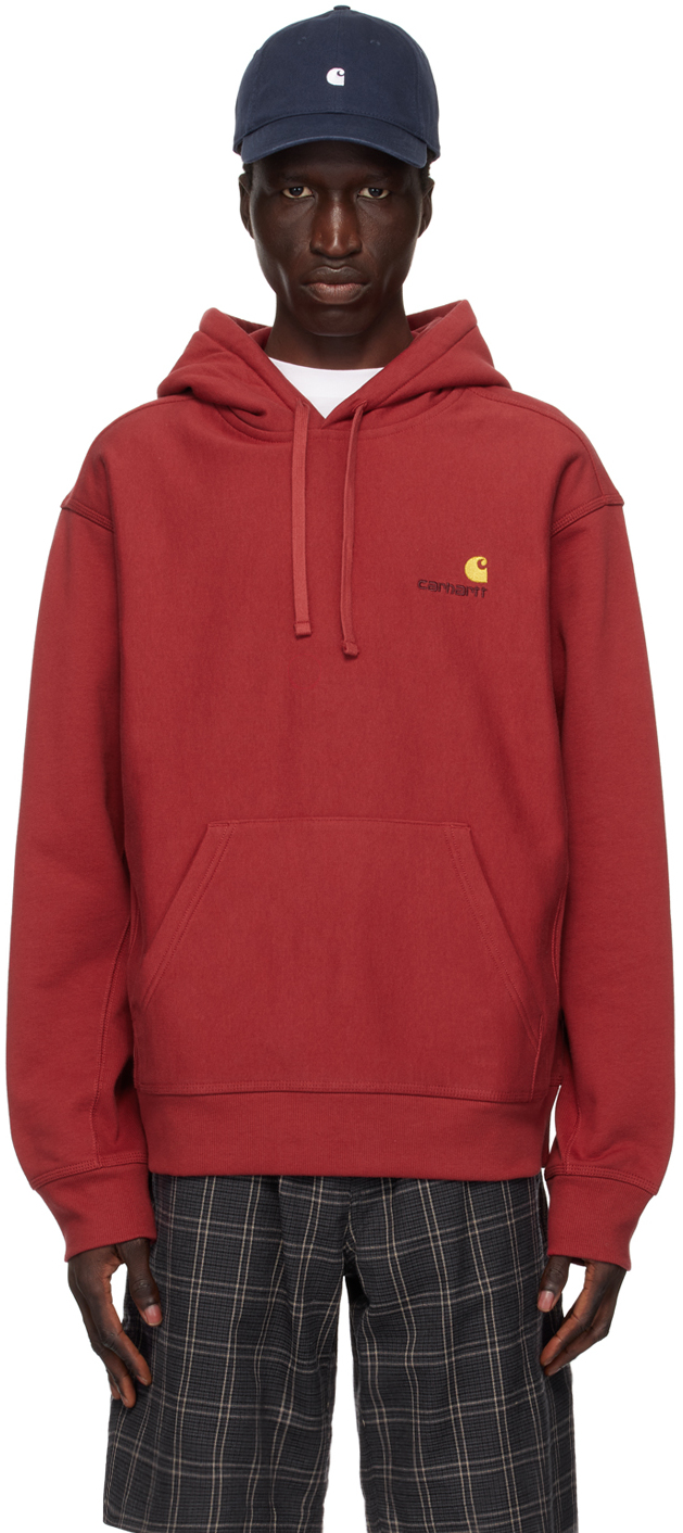 Shop Carhartt Red American Script Hoodie In Xx 002 Tuscany