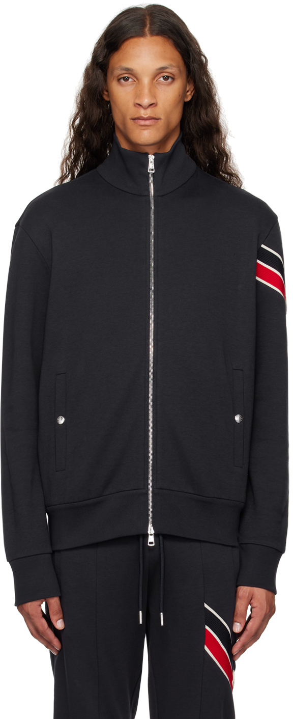 【関税込み】Moncler ネイビー ライン スウェットシャツ Moncler: ネイビー ライン スウェットシャツ | SSENSE 日本