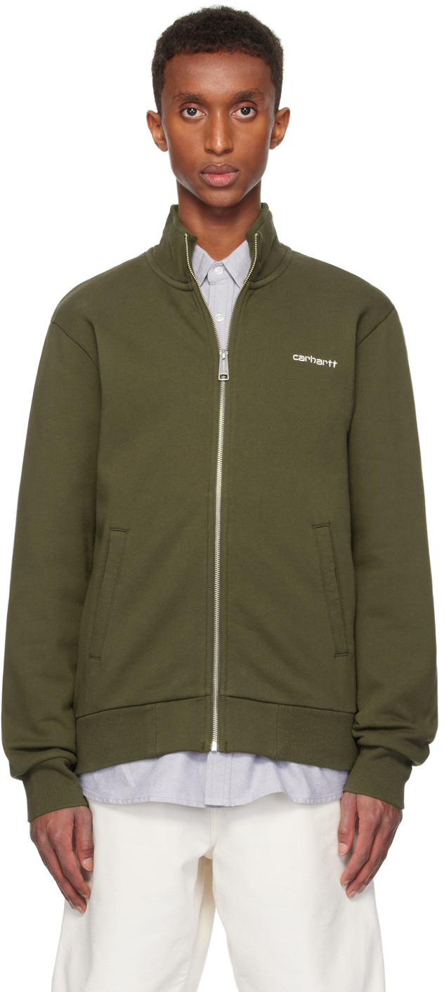 Shop Carhartt Green Script Embroidery Jacket In 00xxx Cypress / Whit