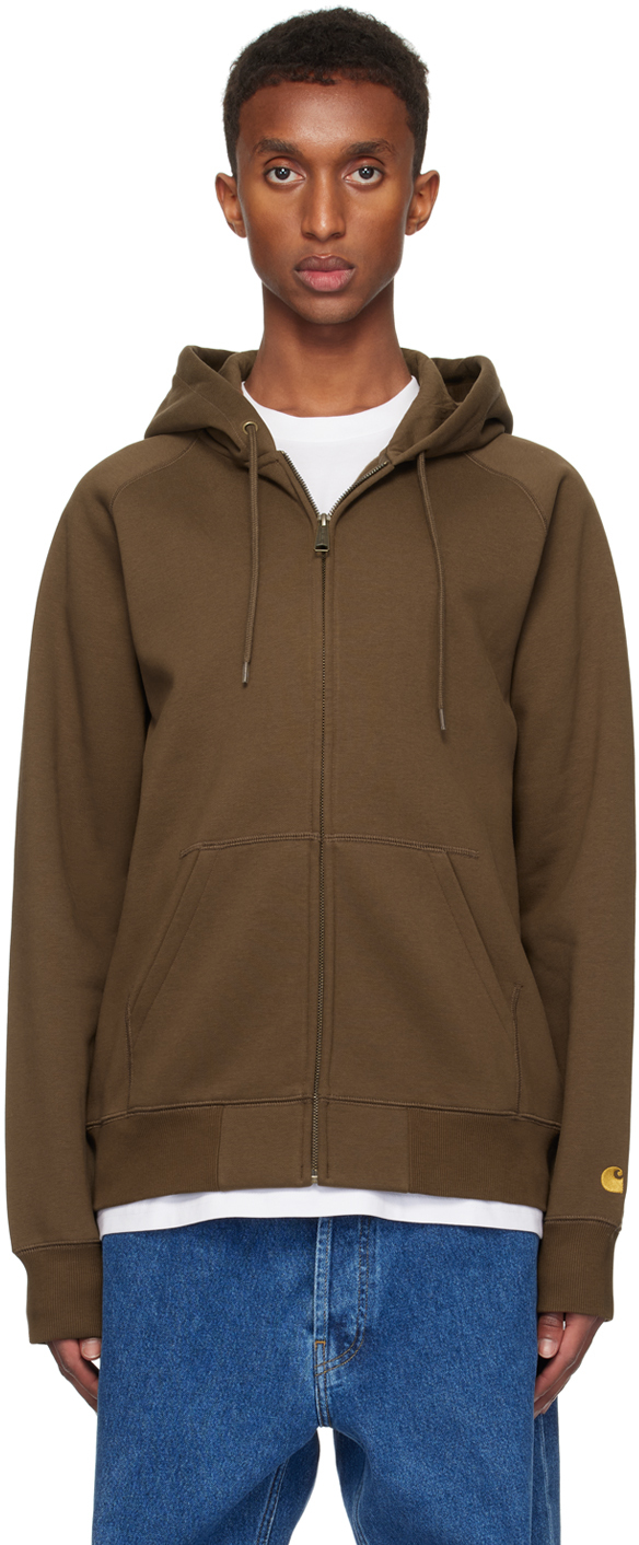 Shop Carhartt Brown Chase Hoodie In 218xx Chocolate / Go