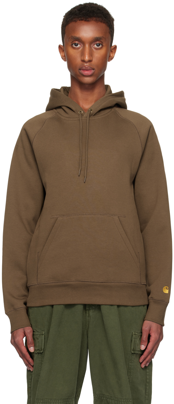 Shop Carhartt Brown Chase Hoodie In 218xx Chocolate / Go