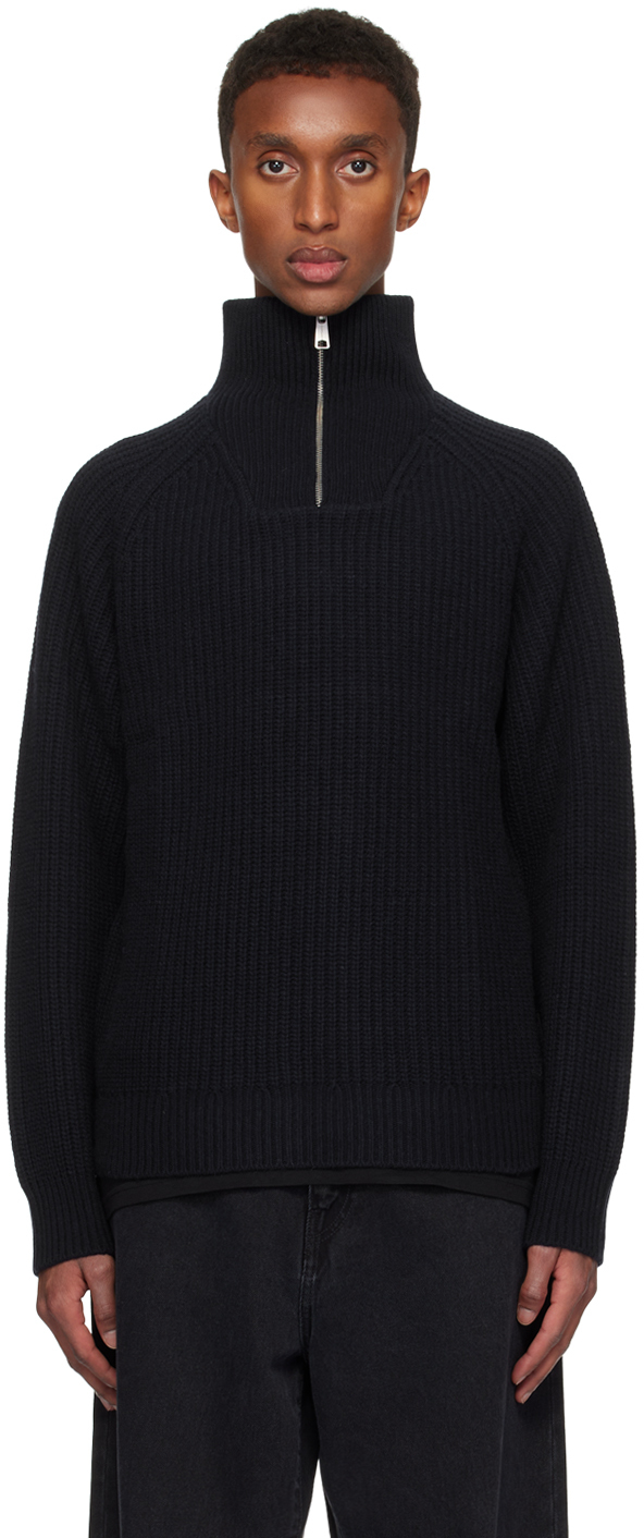 Shop Carhartt Navy Marlon Half Zip Sweater In 1cxx Dark Navy