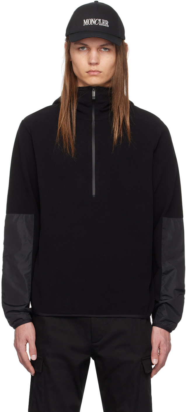 Shop Moncler Black Half-zip Hoodie In 999 - Black