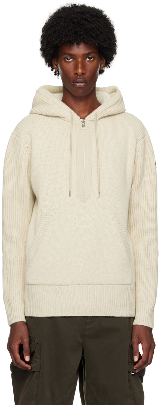 Moncler: Off-White Wool & Cashmere Hoodie | SSENSE