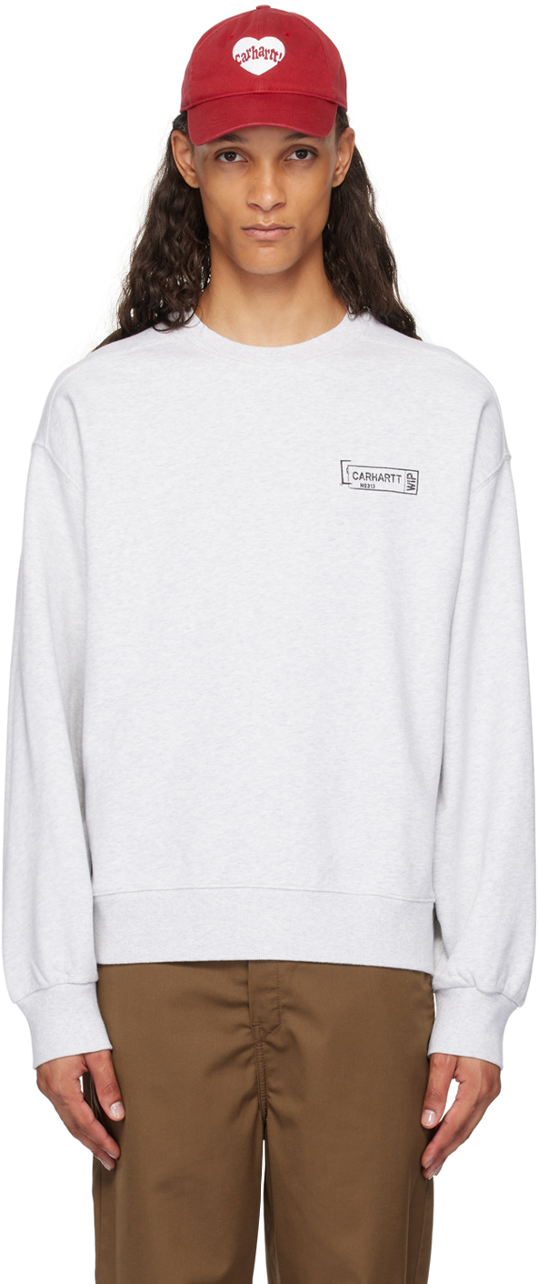 Shop Carhartt Gray Stamp Sweatshirt In 06 00o Ash Heather /