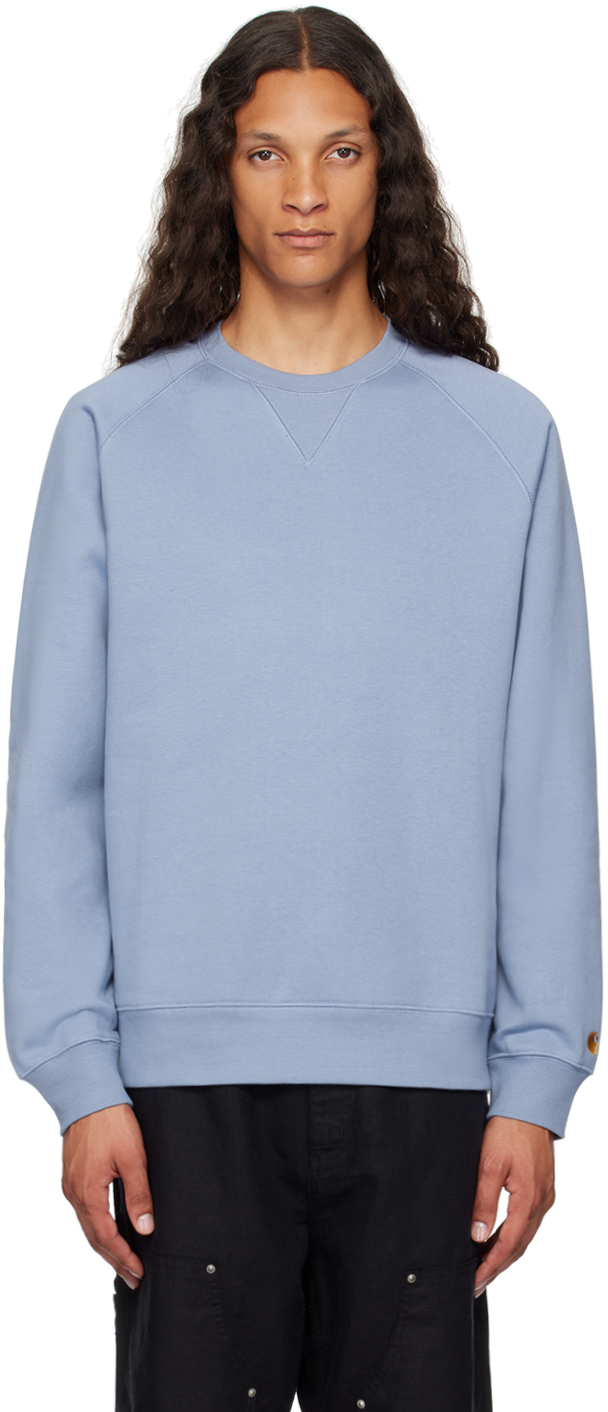 Shop Carhartt Blue Chase Sweatshirt In Xx 29x Charm Blue /