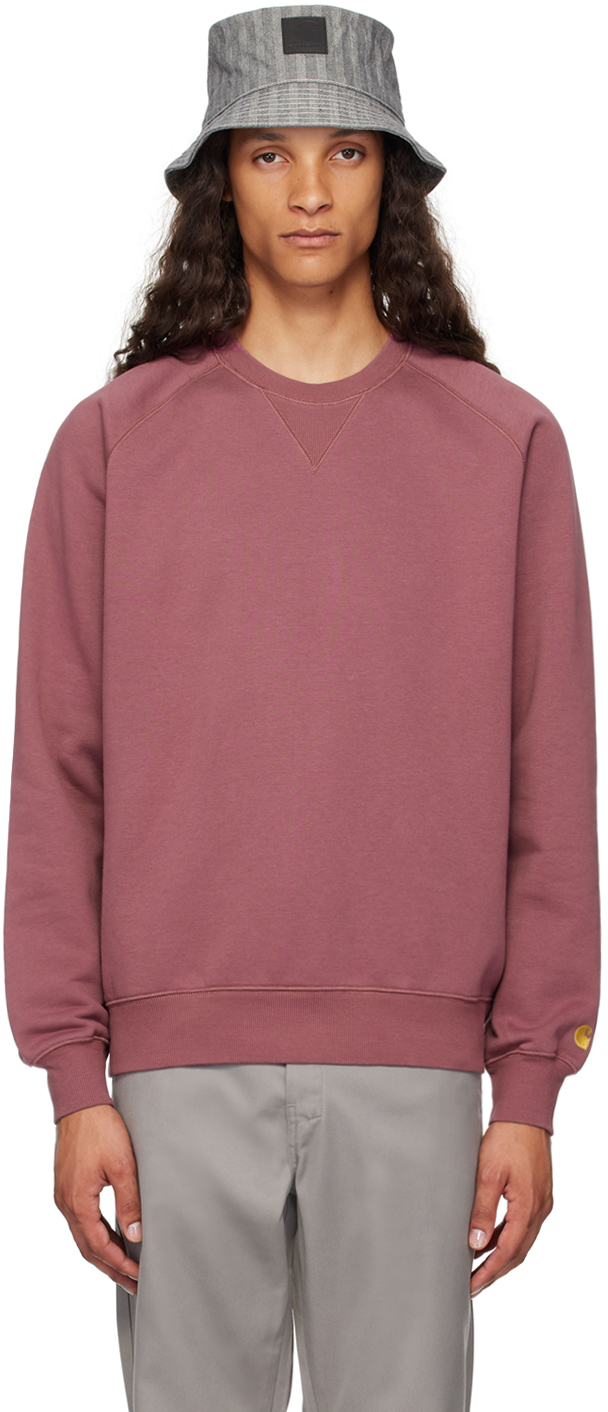 Shop Carhartt Pink Chase Sweatshirt In Xx 2bb Dusty Fuchsia