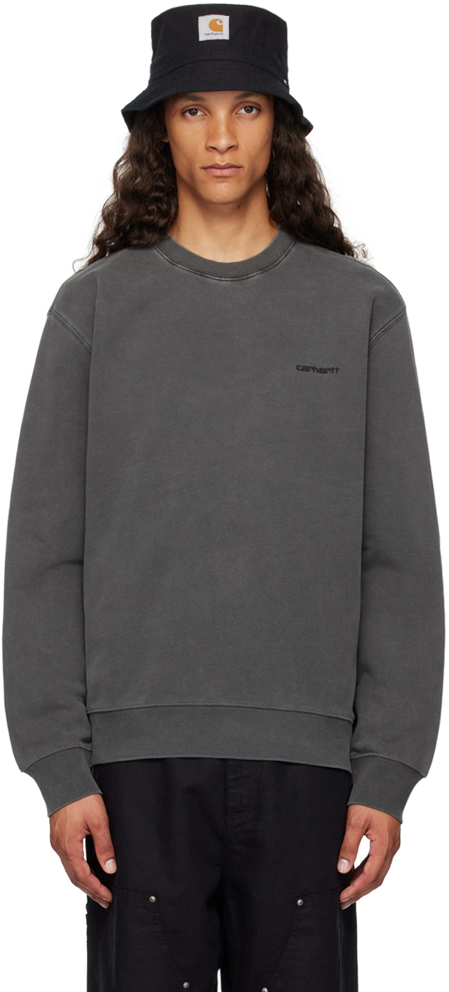 Shop Carhartt Black Duster Script Sweatshirt In Gd 89 Black