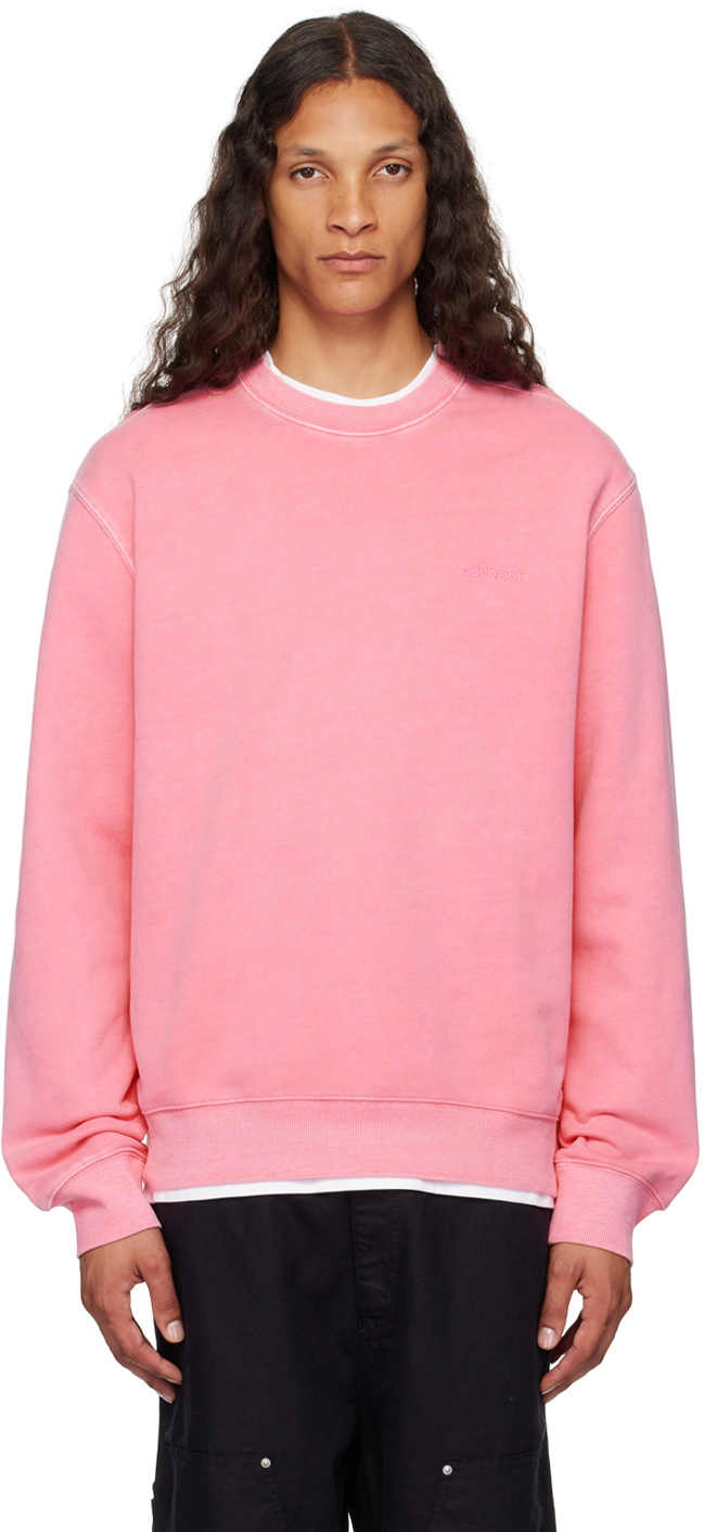 Shop Carhartt Pink Duster Script Sweatshirt In Gd 29p Charm Pink