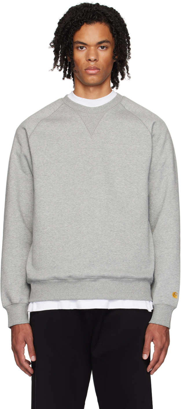 Shop Carhartt Gray Chase Sweatshirt In 00mxx Grey Heather /