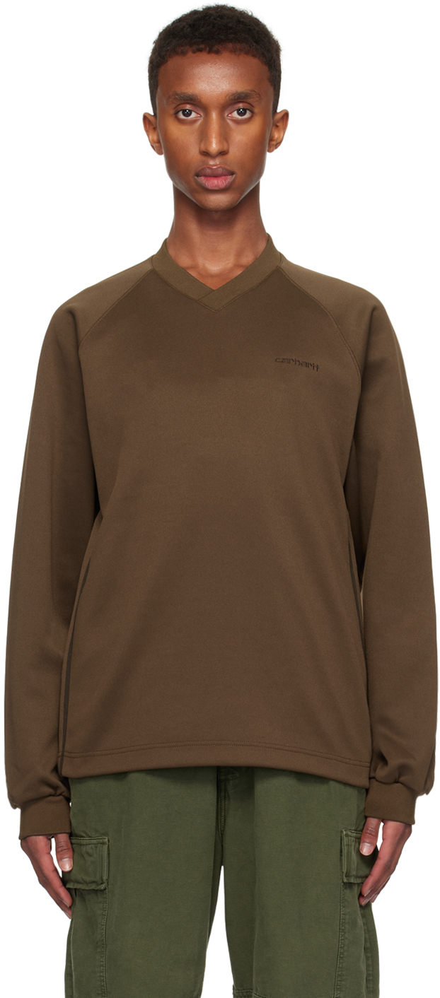 Shop Carhartt Brown Bolan V-neck Sweatshirt In 2jmxx Chocolate / To