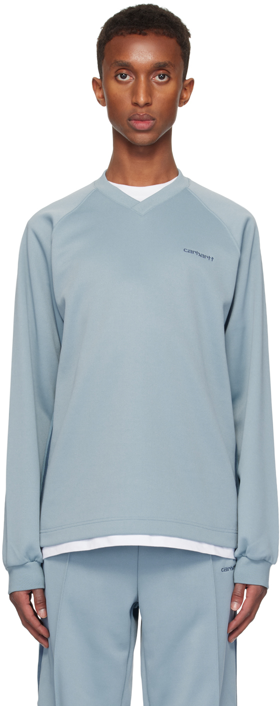 Shop Carhartt Blue Bolan V-neck Sweatshirt In 2jnxx Dusty Ice / Po