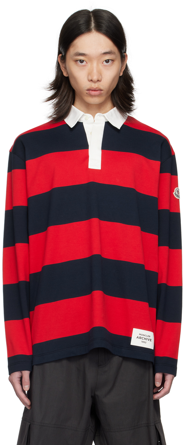 Navy & Red Striped Polo