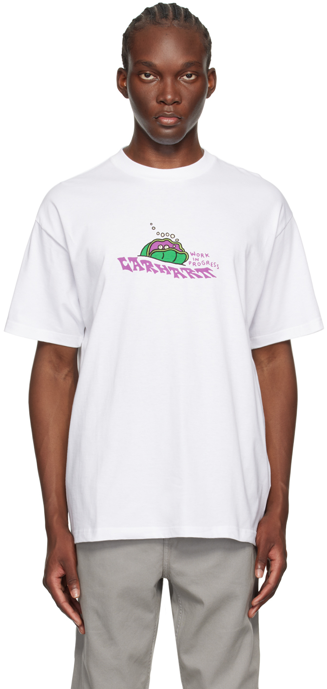【関税込み】Carhartt Work In Progress ホワイト Clam Tシャツ Carhartt Work In Progress: White Clam T-Shirt | SSENSE