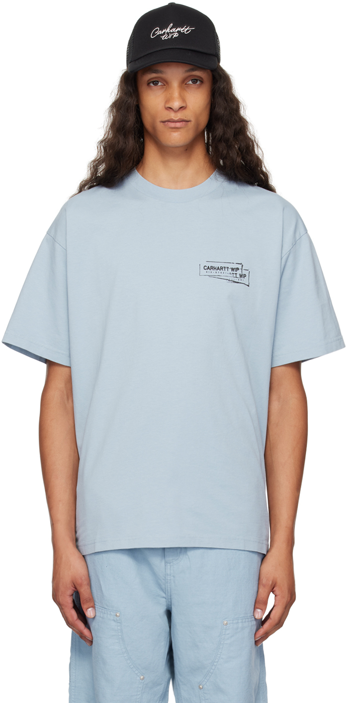 【関税込み】Carhartt Work In Progress ブルー Stamp Tシャツ Carhartt Work In Progress: Blue Stamp T-Shirt | SSENSE 日本
