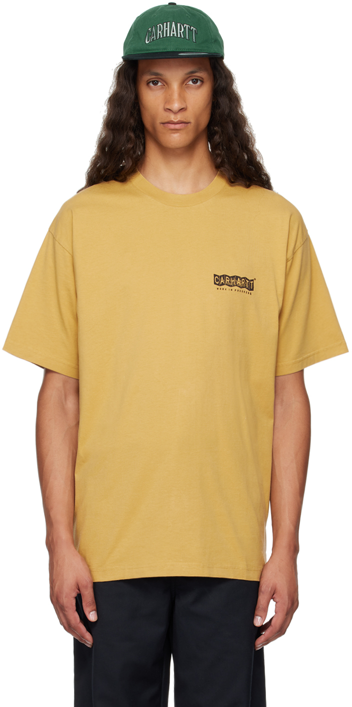 Shop Carhartt Yellow Stamp T-shirt In 06 23f Bourbon / Bla