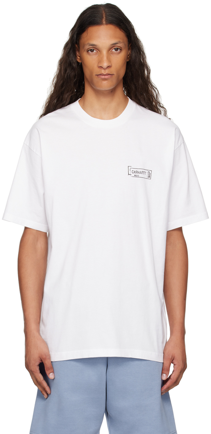 Shop Carhartt White Stamp T-shirt In 06 00a White / Black