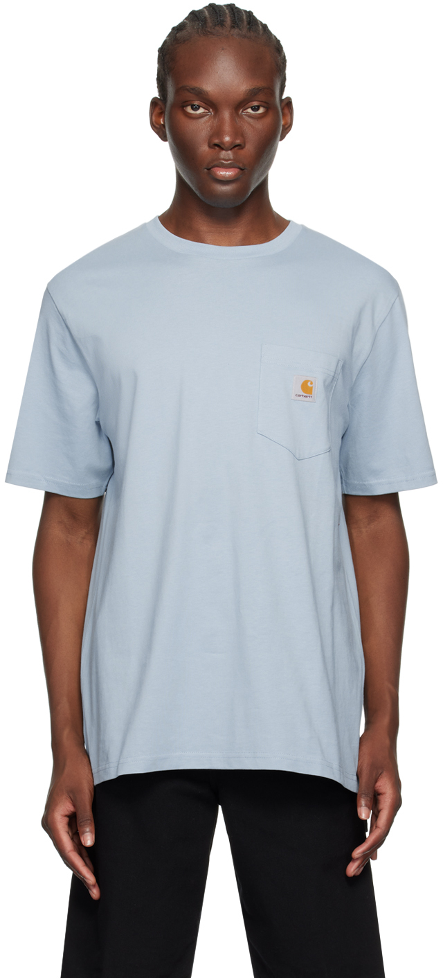 【関税込み】Carhartt Work In Progress ブルー ポケットTシャツ Carhartt Work In Progress: ブルー ポケットTシャツ | SSENSE 日本