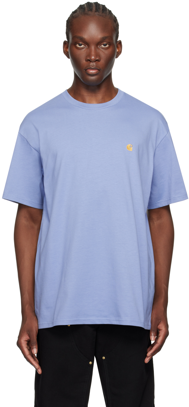 Shop Carhartt Blue Chase T-shirt In Xx 29x Charm Blue /