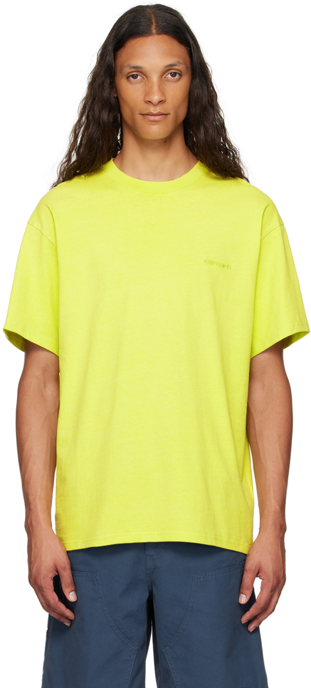 Shop Carhartt Green Duster Script T-shirt In Gd 29t Arctic Lime