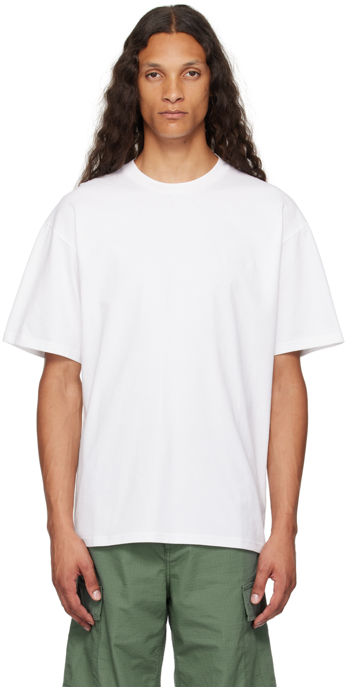 Shop Carhartt White Duster Script T-shirt In Gd 02 White