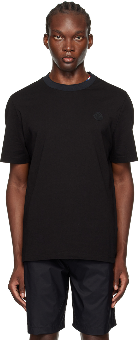 Moncler: ブラック ロゴパッチ Tシャツ | SSENSE 日本