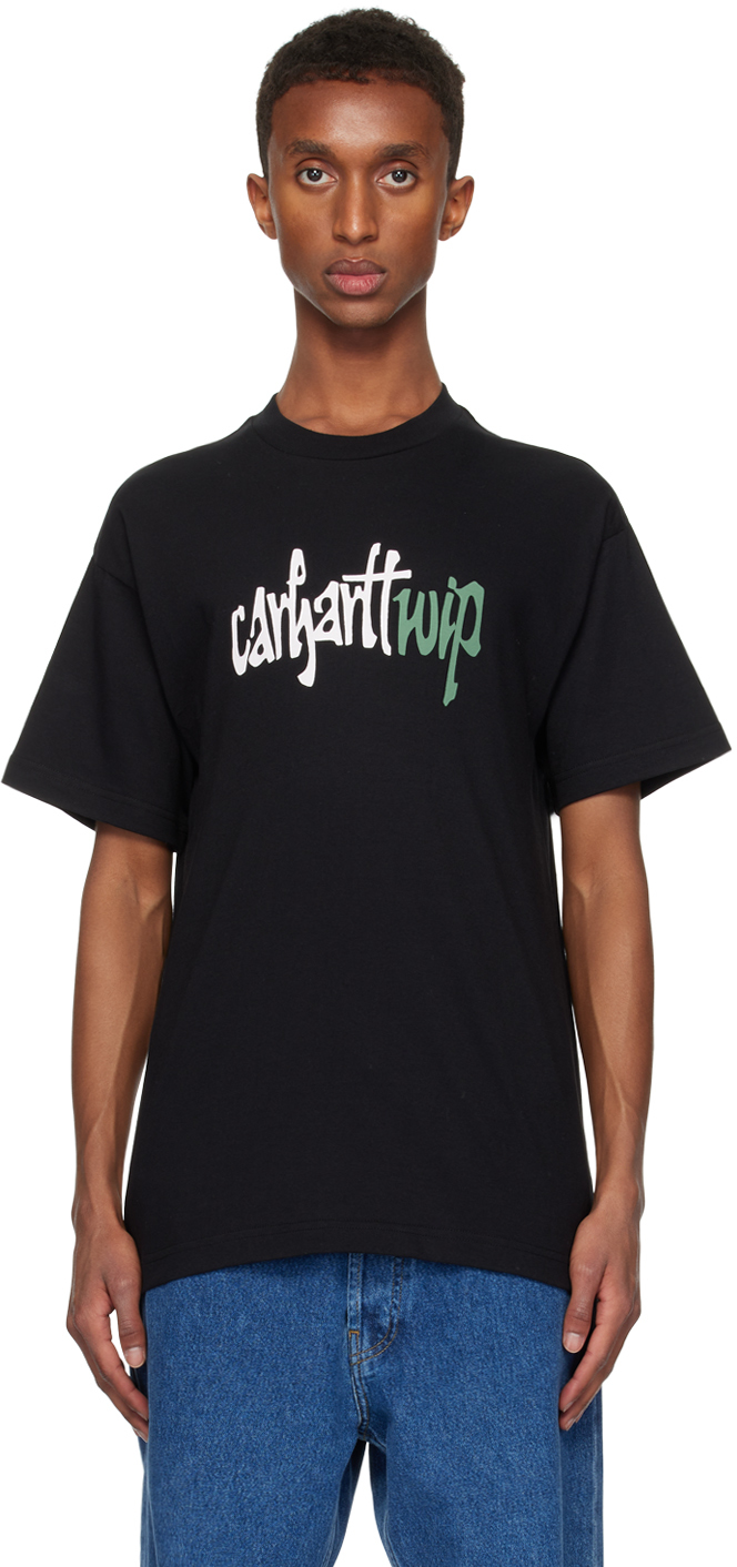 Shop Carhartt Black Brush 'wip' T-shirt In 89xx Black