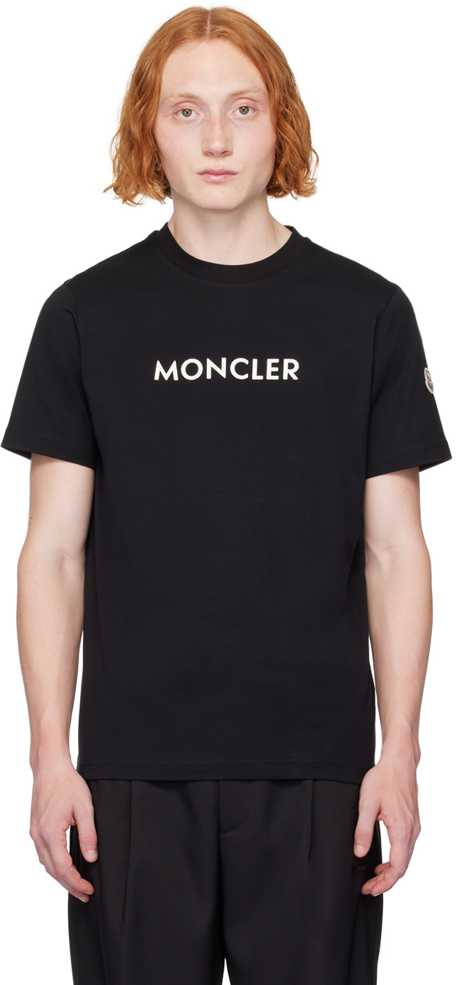 Shop Moncler Black Bonded-logo T-shirt In 999 - Black