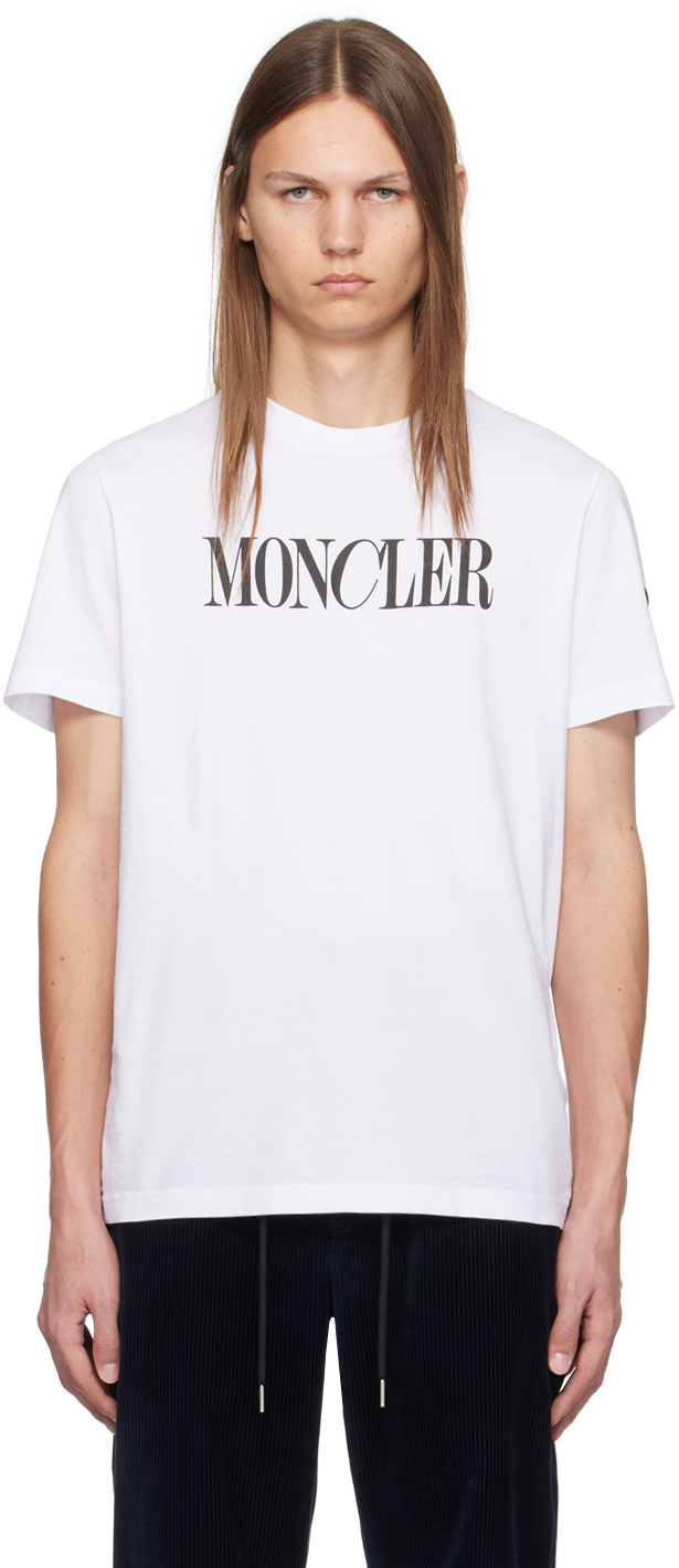 Shop Moncler White Logo-printed T-shirt In 001 - White