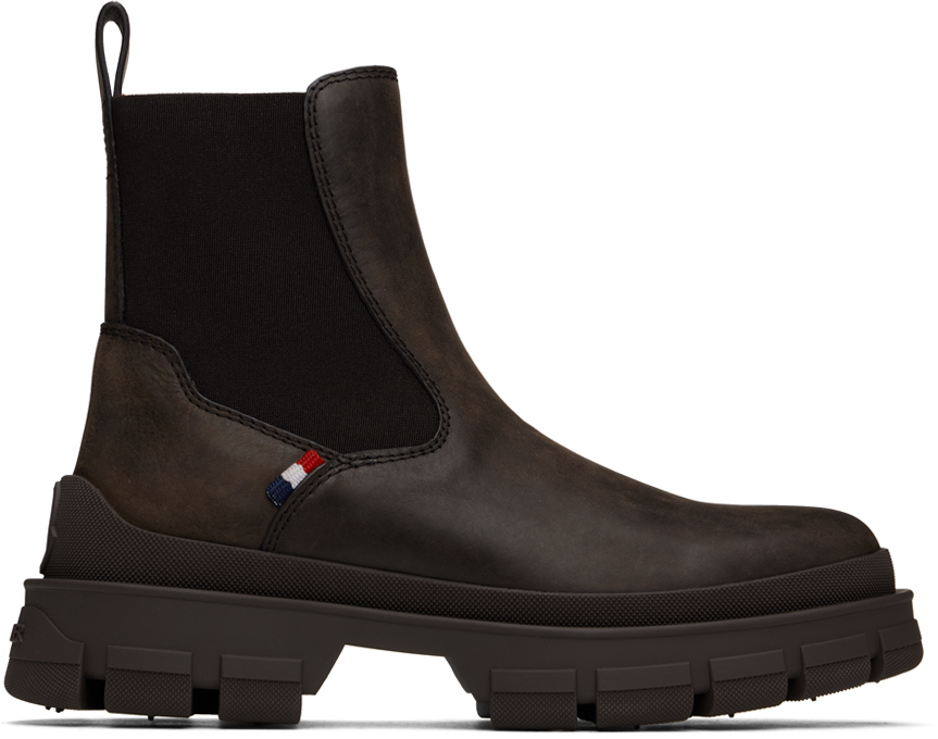 Shop Moncler Brown Hevea Chelsea Boots In 257 - Coffee Bean