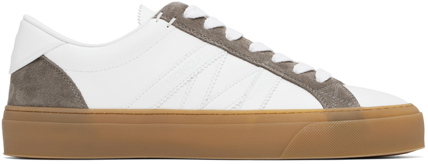 Moncler: White & Brown Monaco 2 Sneakers | SSENSE