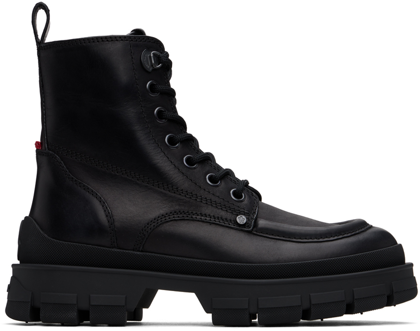 MONCLER BLACK HEVEA CITY ANKLE BOOTS 