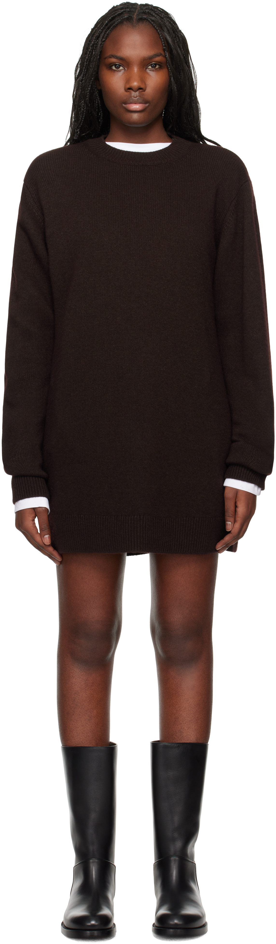 Brown Maxime Knit Sweater Minidress