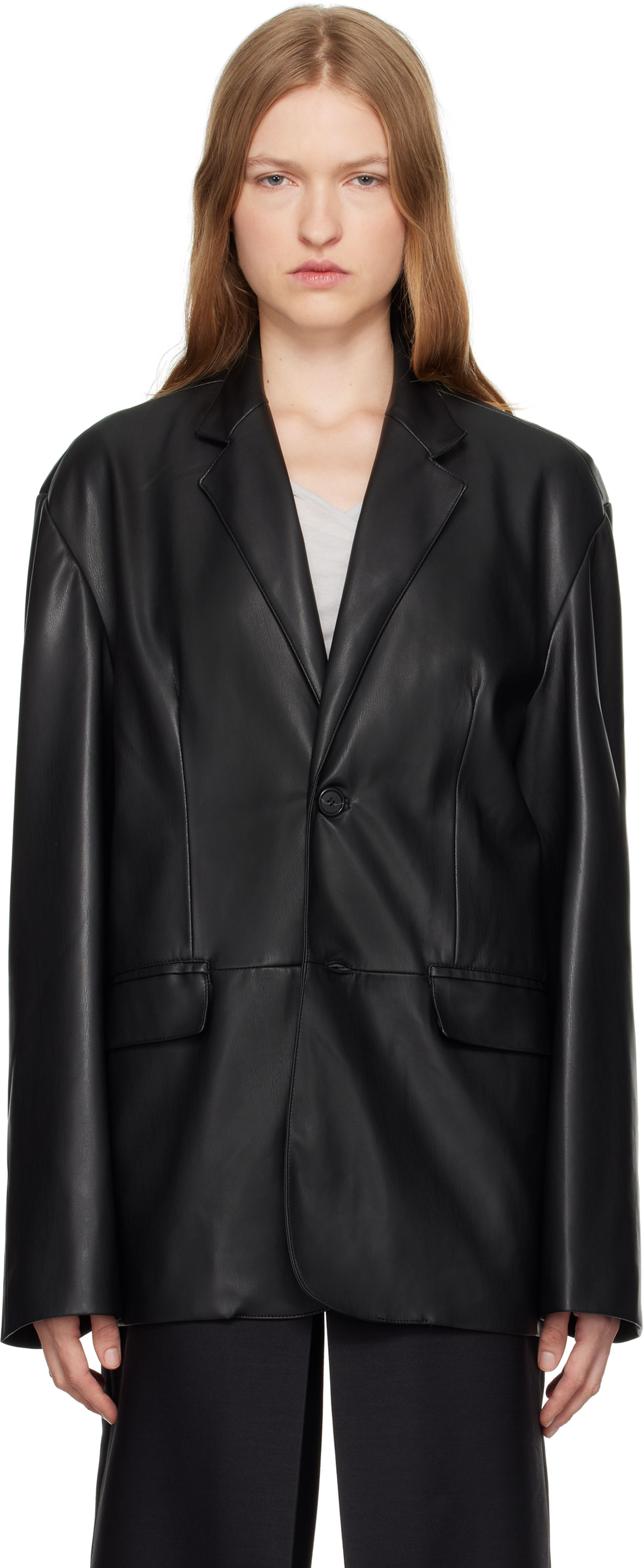 Black Olympia Faux-Leather Blazer