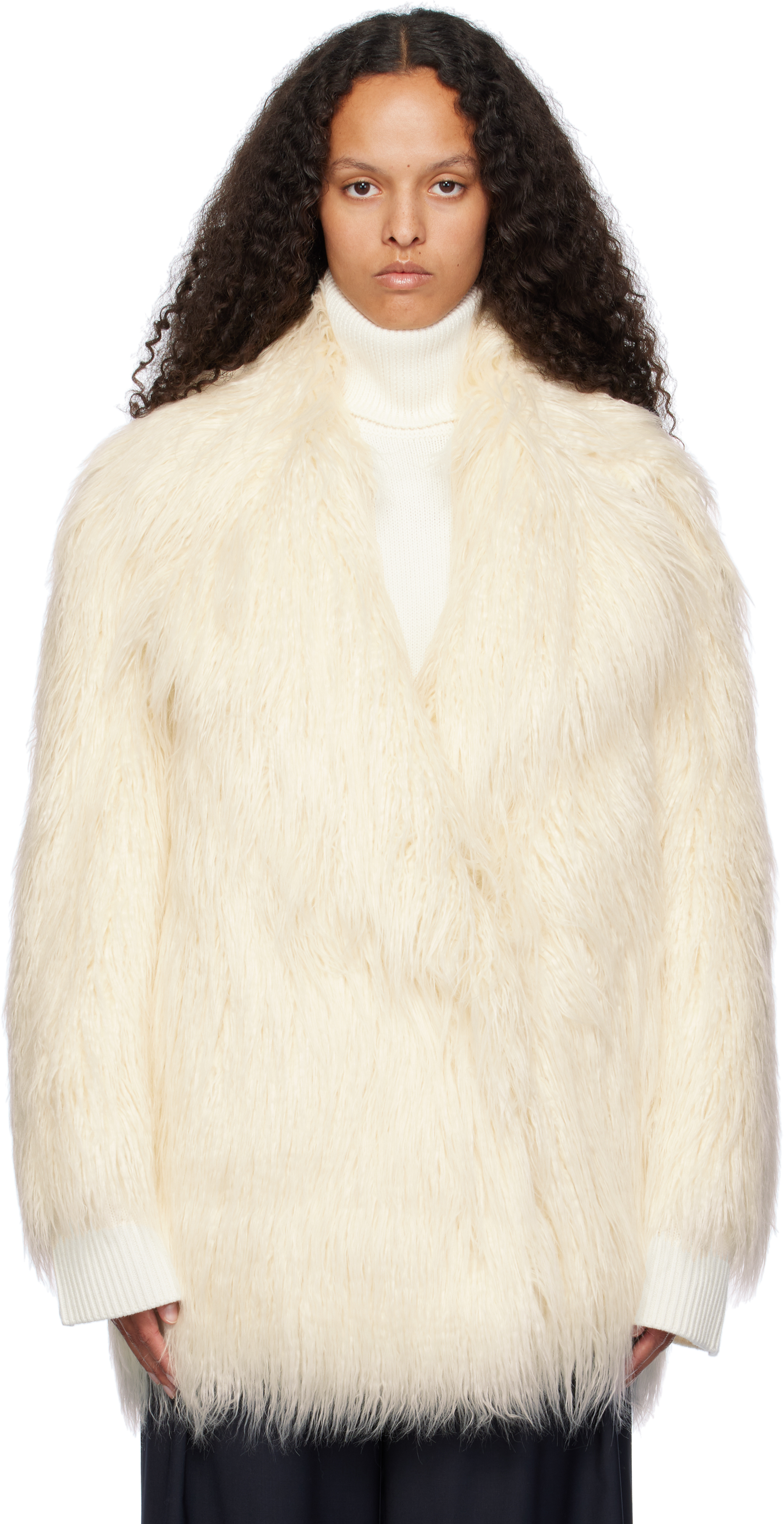 Off White Liza Short Faux Fur Coat