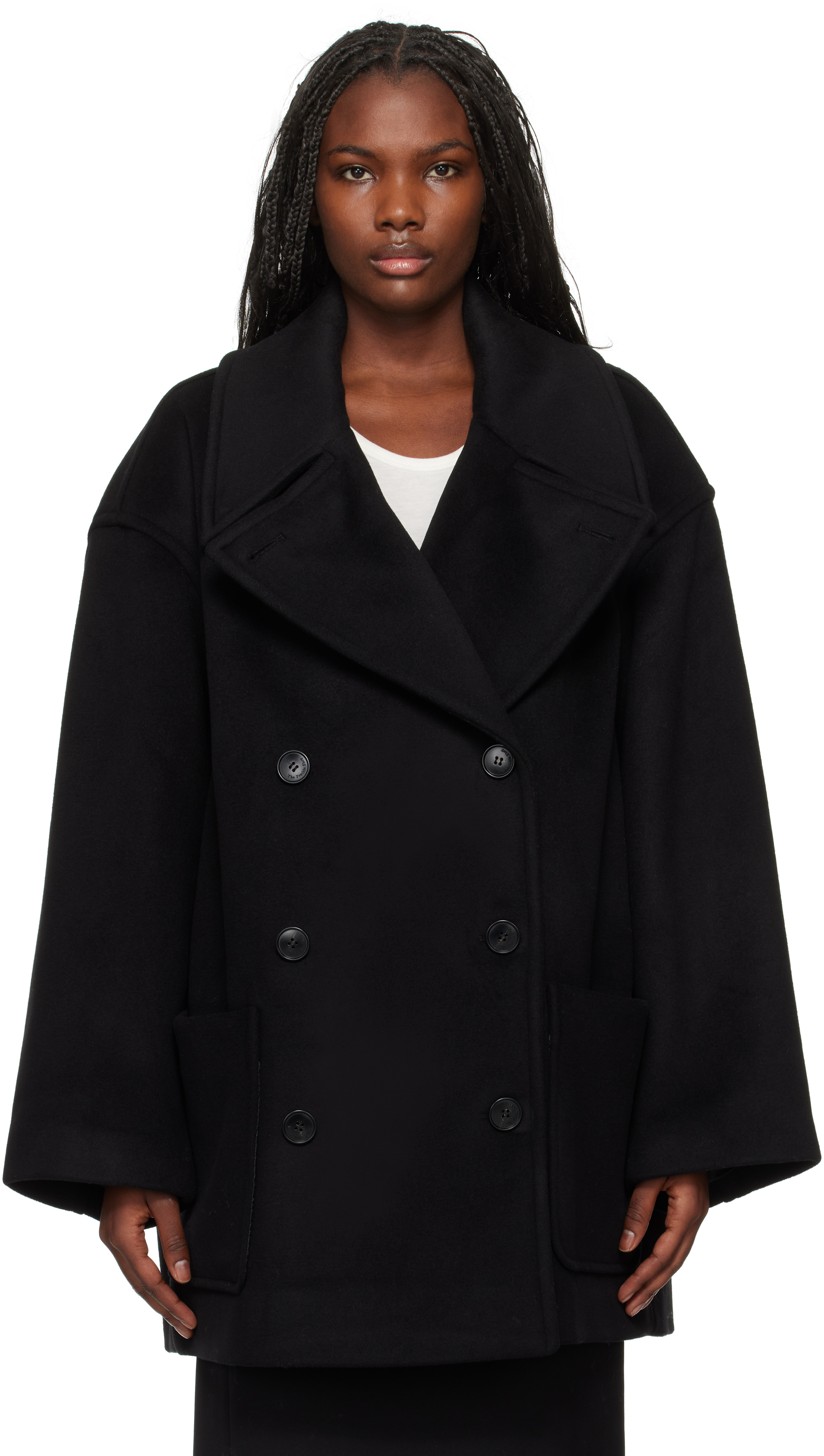 Black Marian Oversized Peacoat