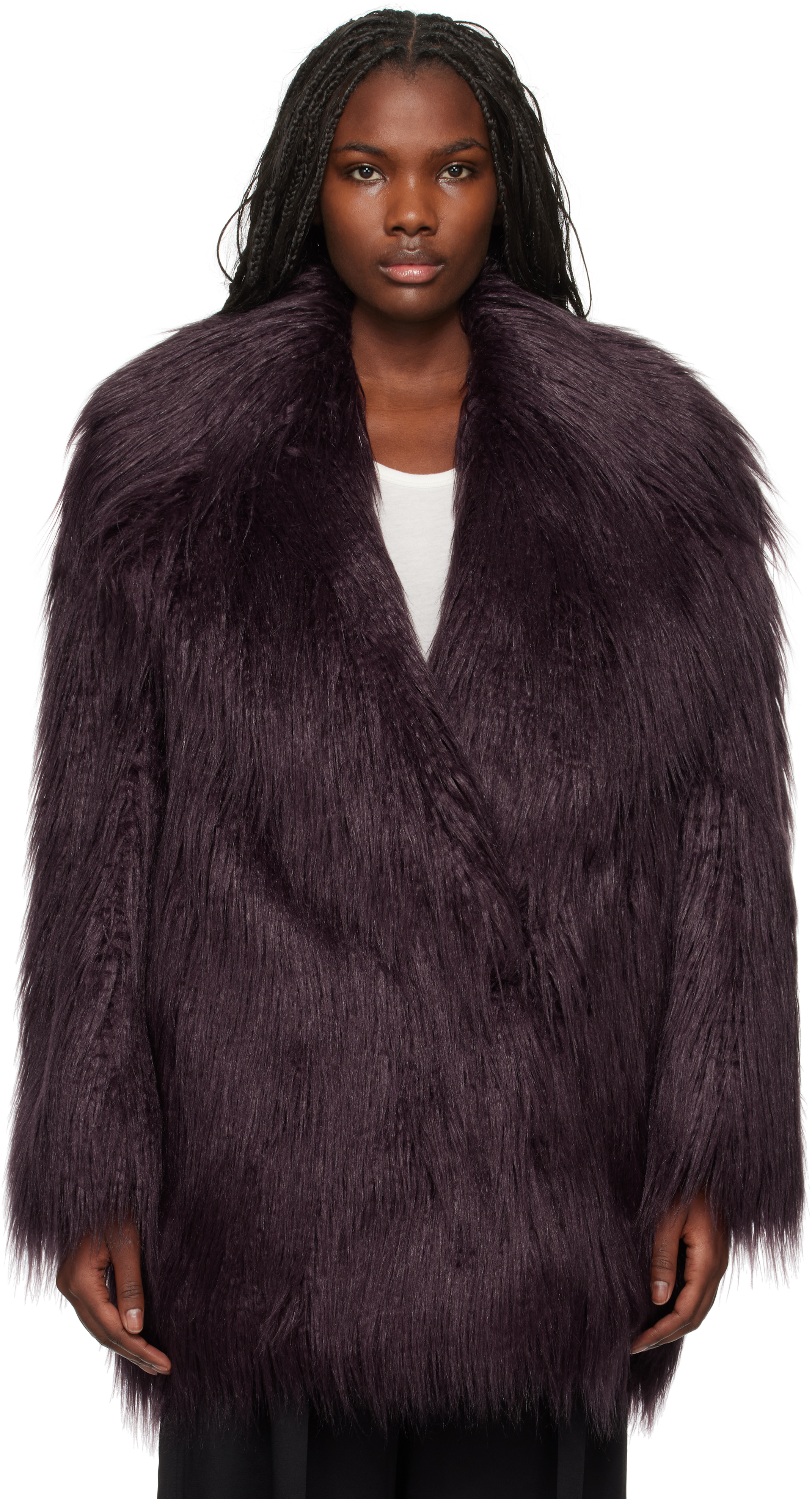 Burgundy Miley Faux-Fur Coat