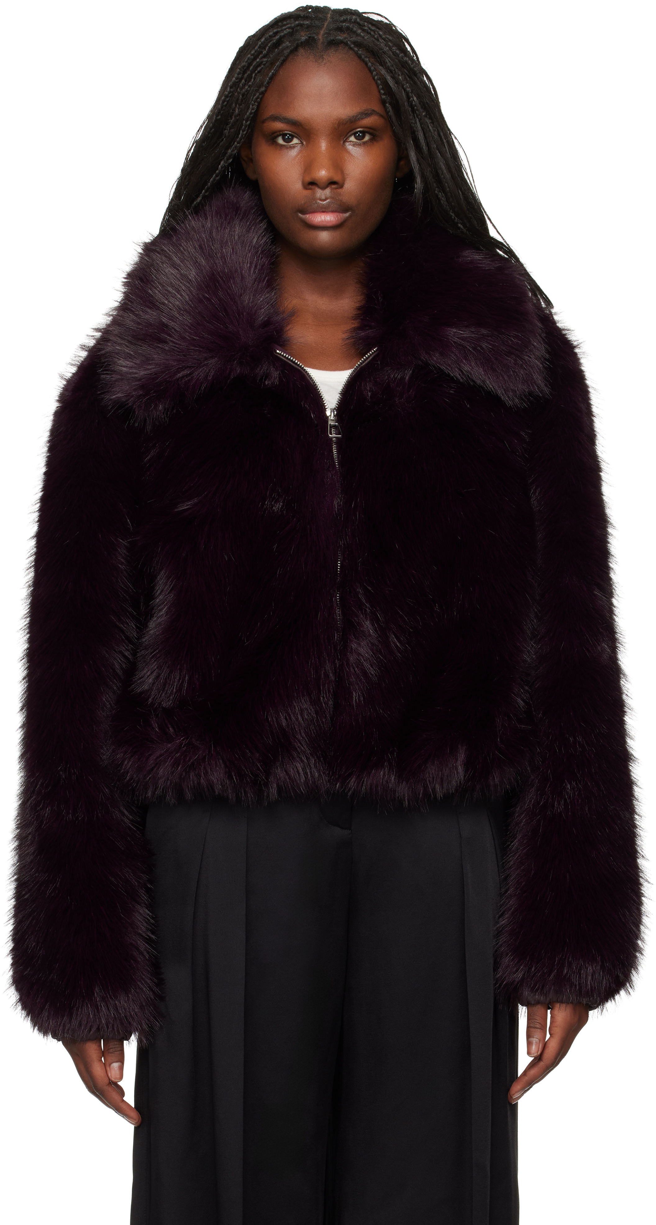 Burgundy Hope Faux-Fur Jacket