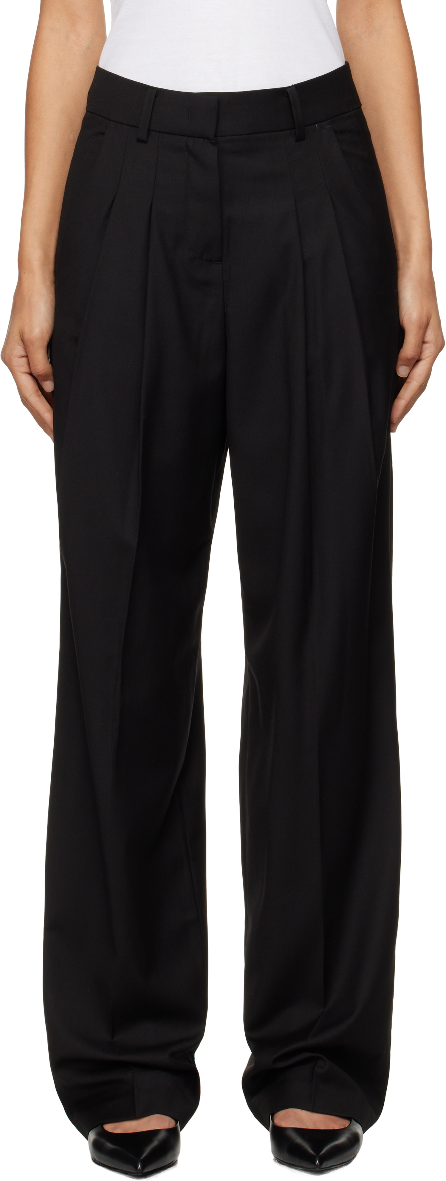 Black Gelso Pleated Trousers