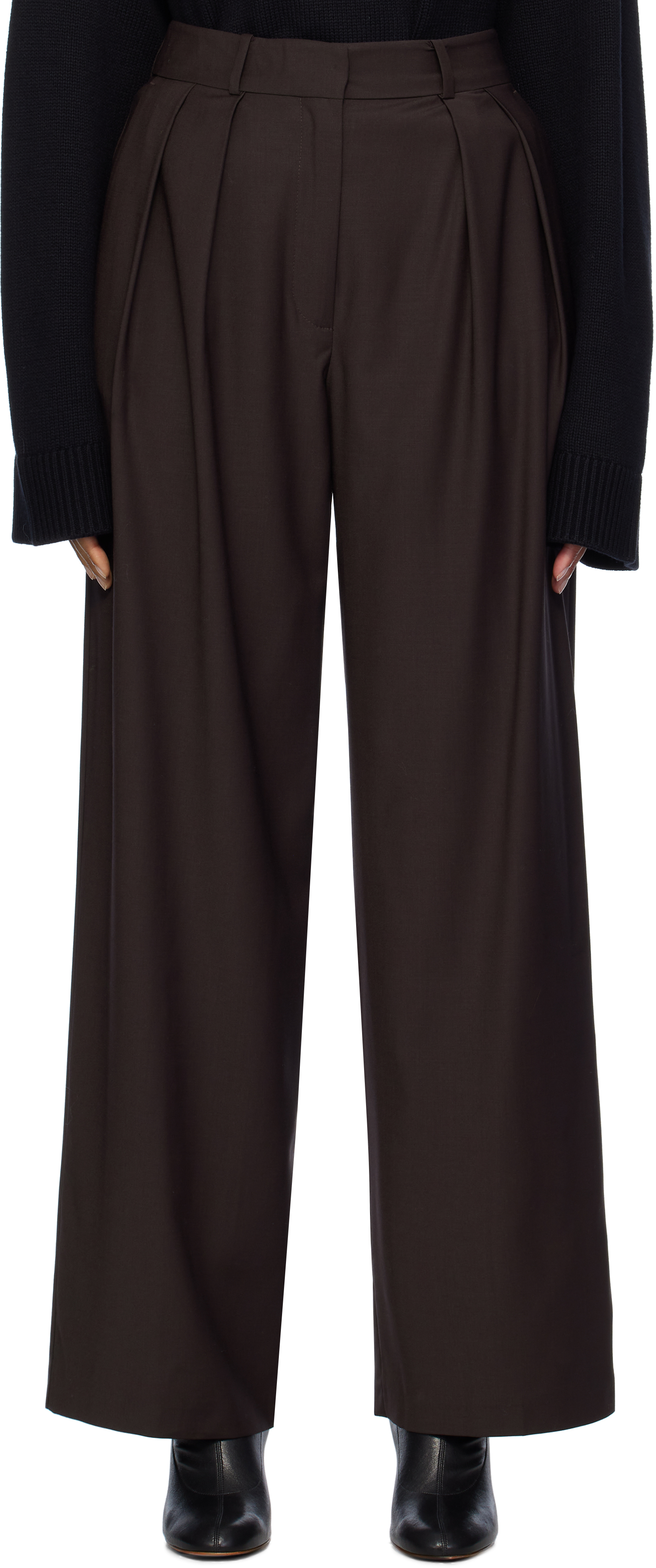 Brown Ripley Pleated Trousers