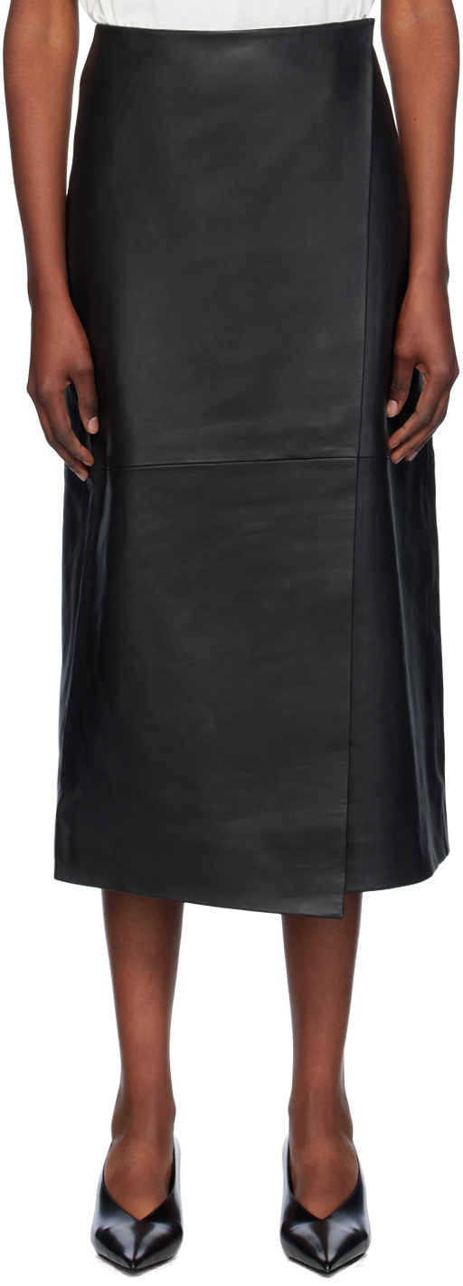 Shop The Frankie Shop Black Hedi Leather Midi Skirt