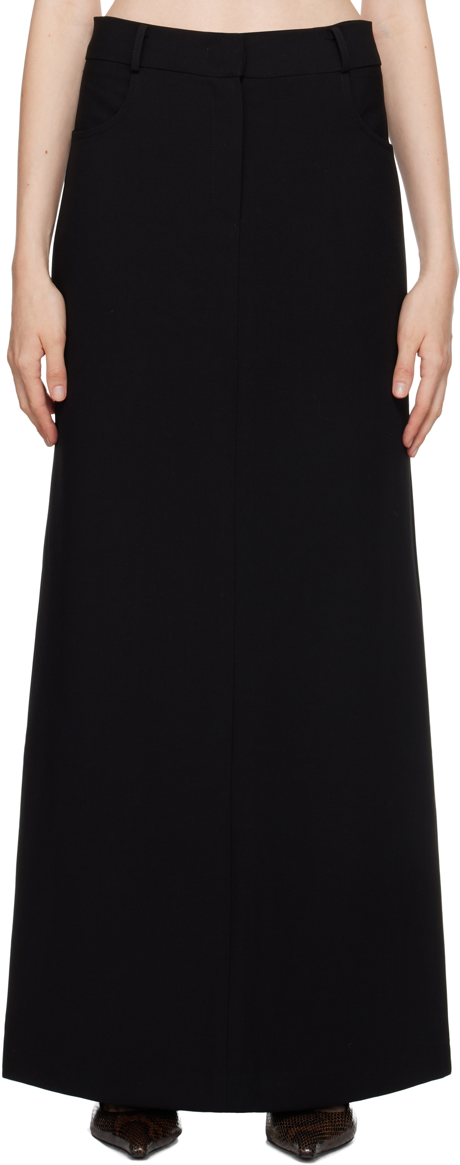 Black Malvo Long Pencil Maxi Skirt