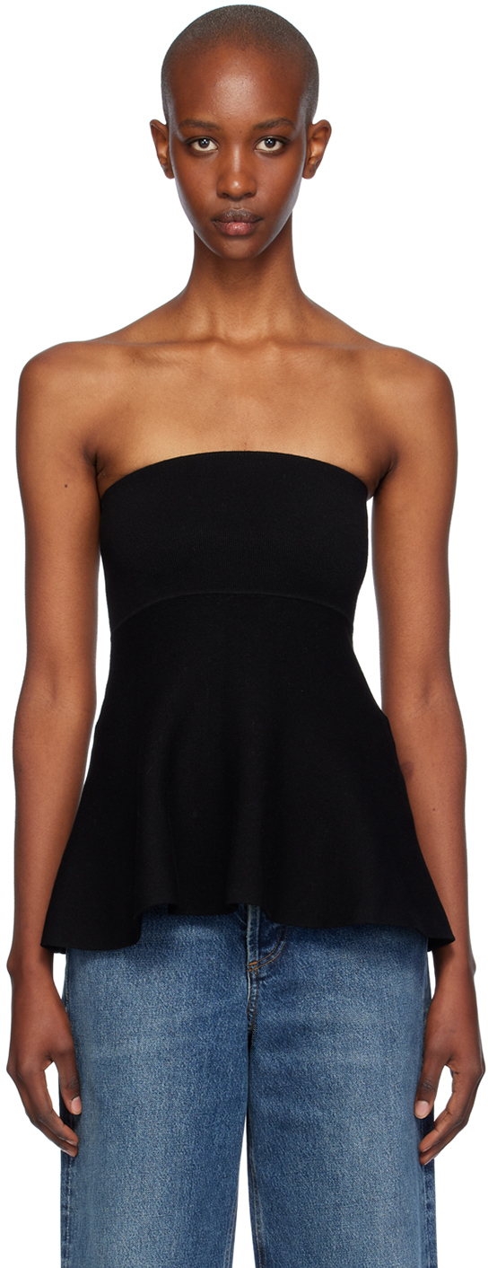 Shop The Frankie Shop Black Agathe Knit Bustier Top