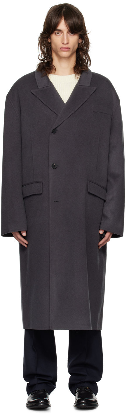 Shop The Frankie Shop Gray Paxton Wool Coat In Dark Grey