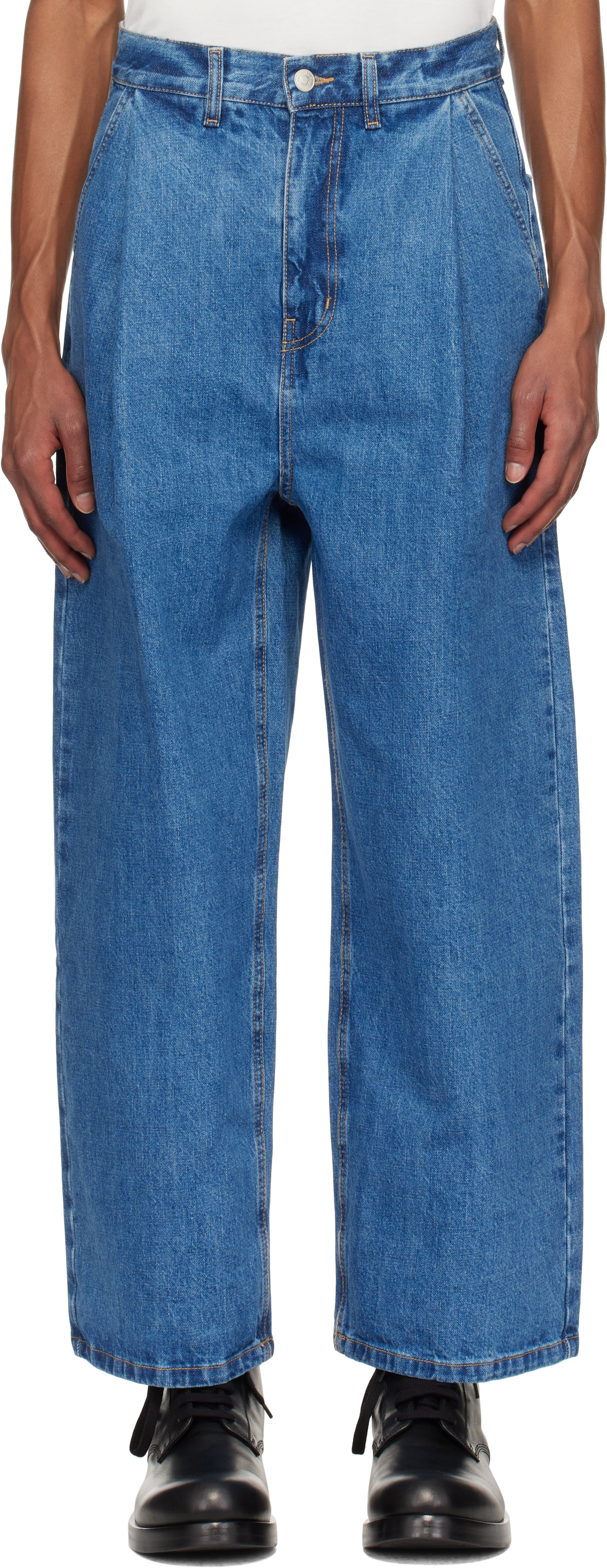 Shop The Frankie Shop Blue Drew Jeans In Mediium Wash