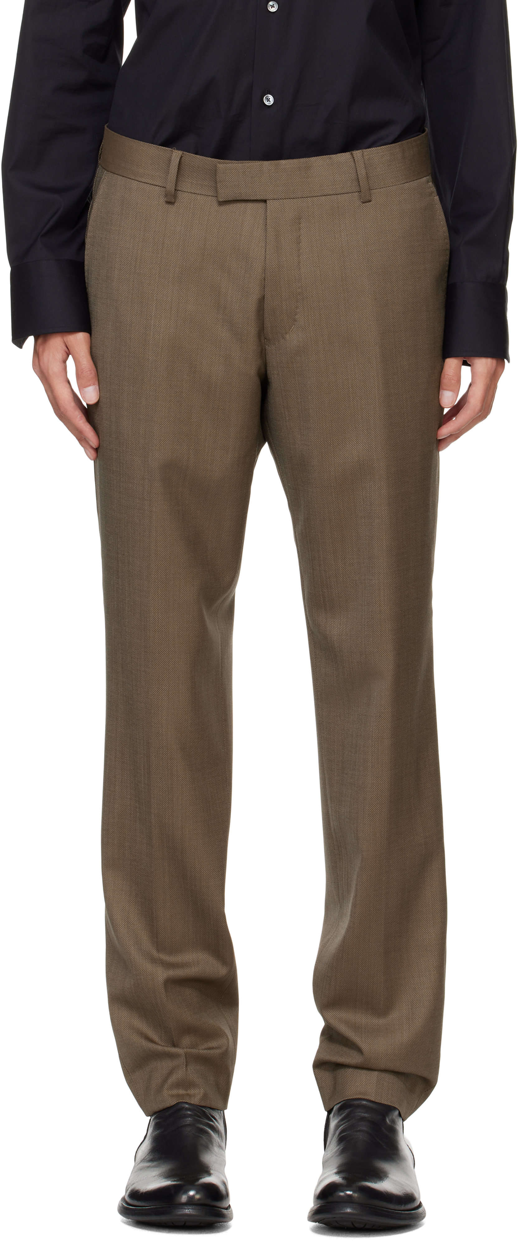 Shop Tiger Of Sweden Brown Tenuta Trousers In 069-october Sage