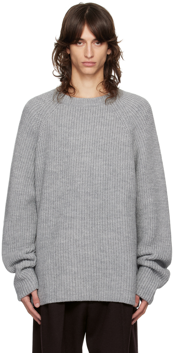 The Frankie Shop Gray Carter Crewneck Sweater SSENSE