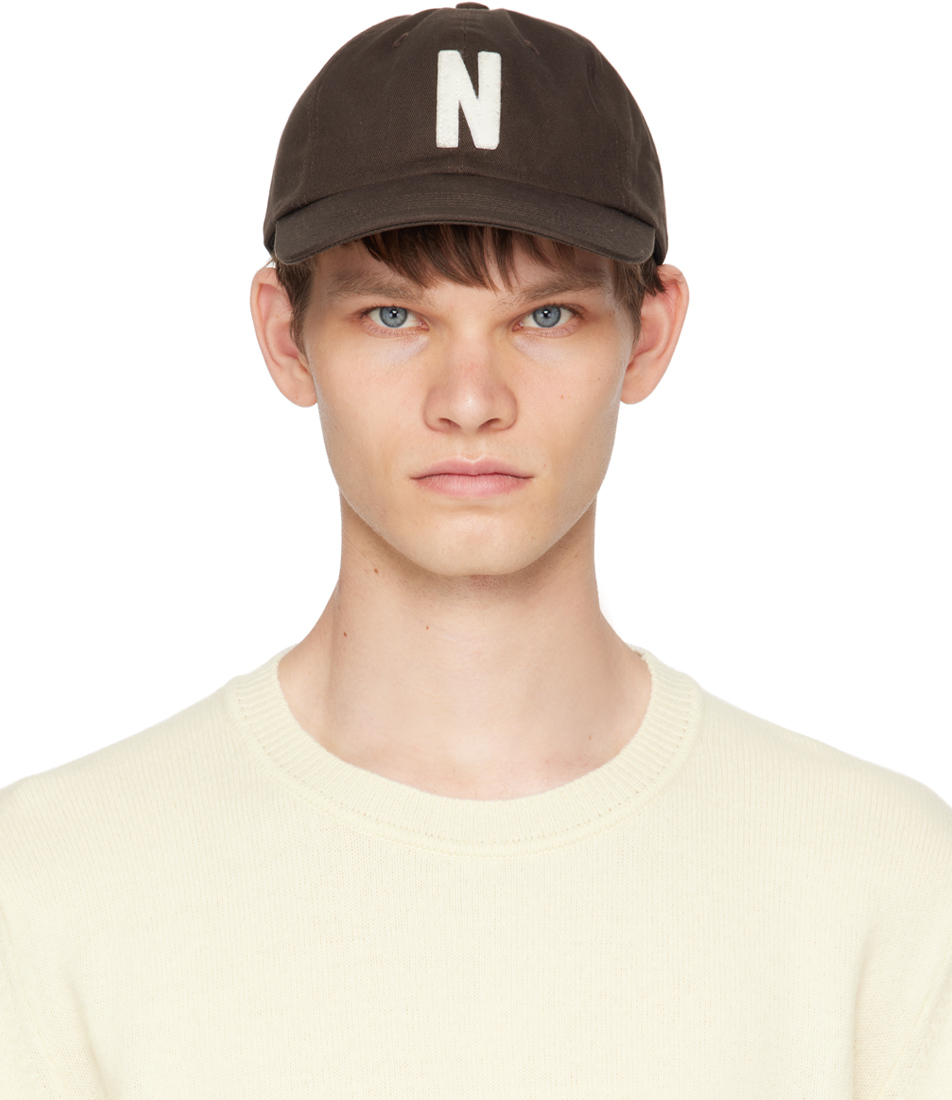 Norse Projects Brown Felt N Twill Sports Cap In Espresso