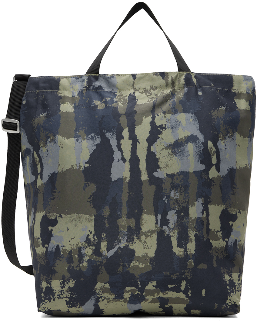 Khaki & Navy Print Technical Tote