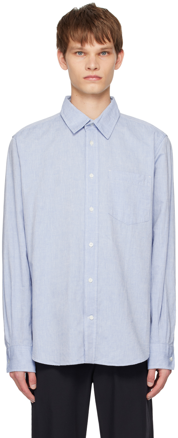 Shop Norse Projects Blue Algot Shirt In Pale Blue